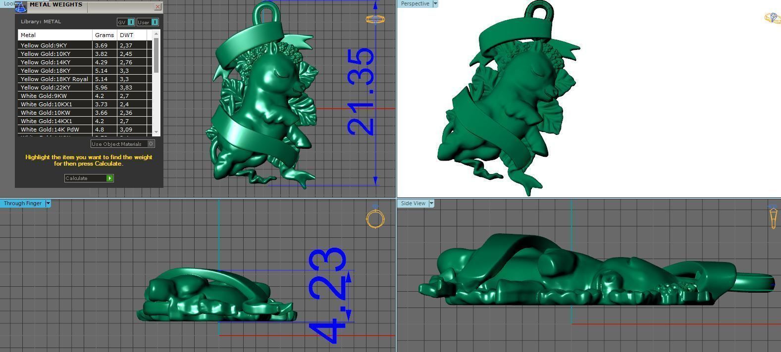 horse pendant 3D print model_5