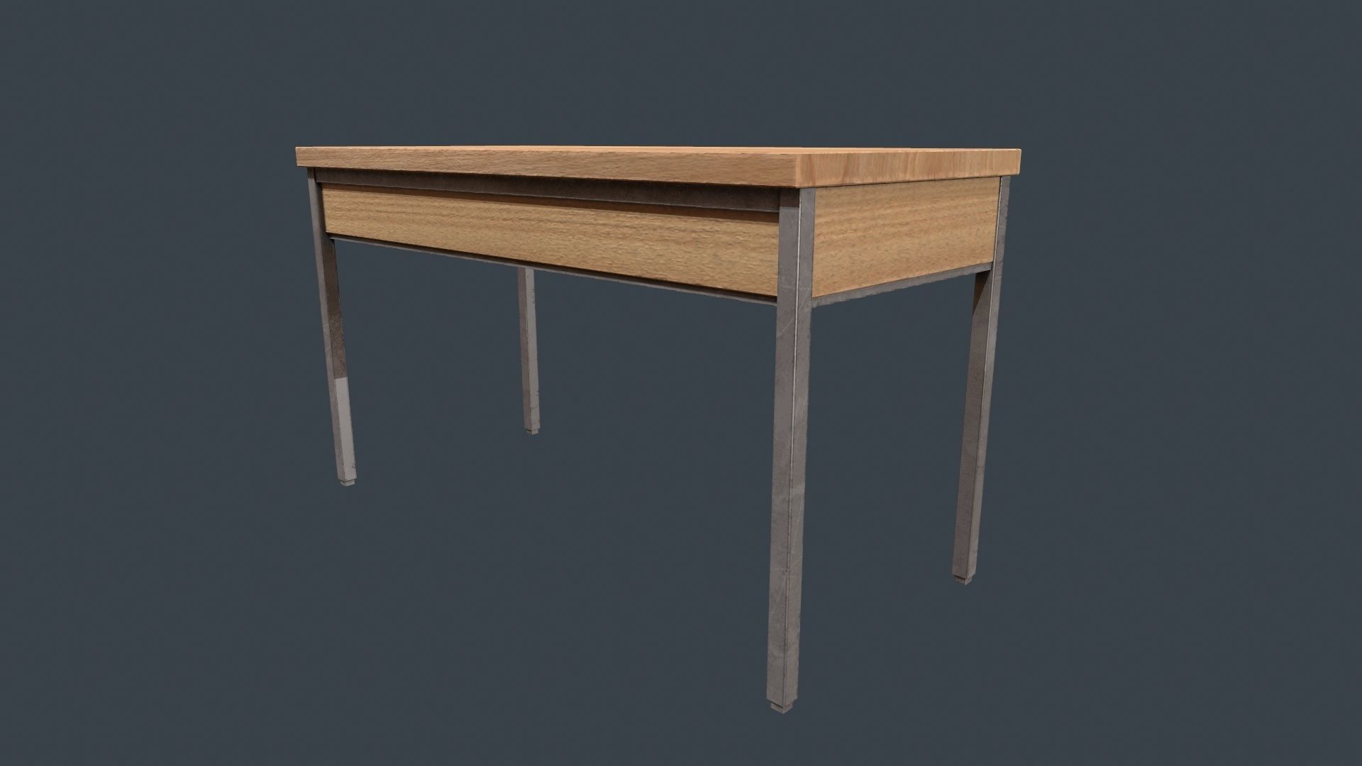 Beech Wood Desk - Office Desk - Desk - Beech Desk - Furniture Low-poly 3D model_8