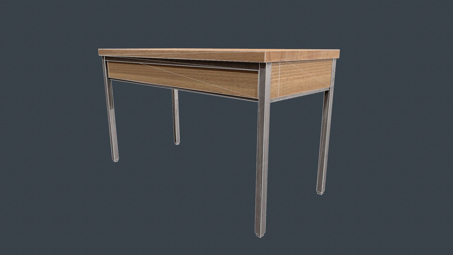 Beech Wood Desk - Office Desk - Desk - Beech Desk - Furniture Low-poly 3D model_7