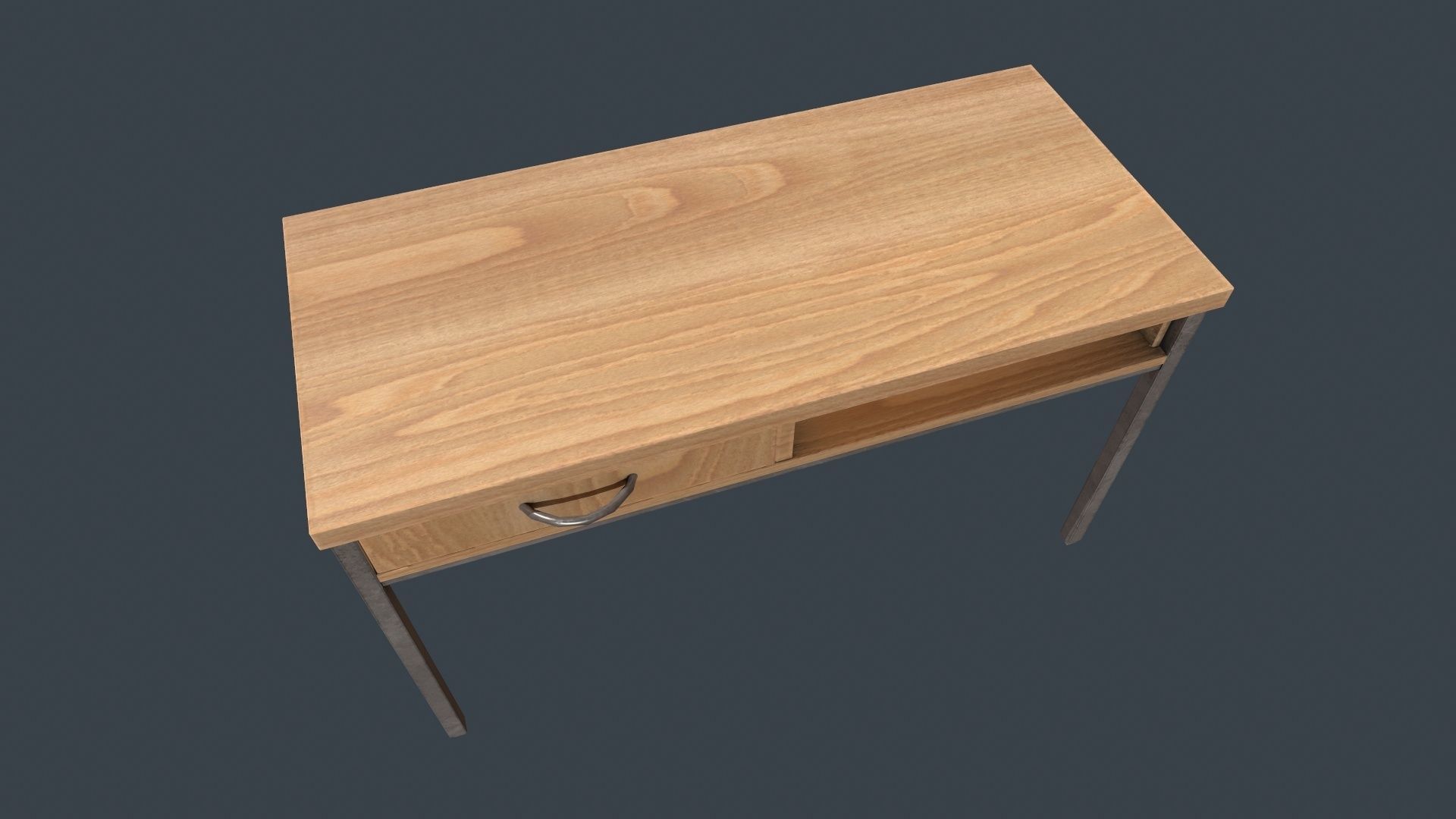 Beech Wood Desk - Office Desk - Desk - Beech Desk - Furniture Low-poly 3D model_5