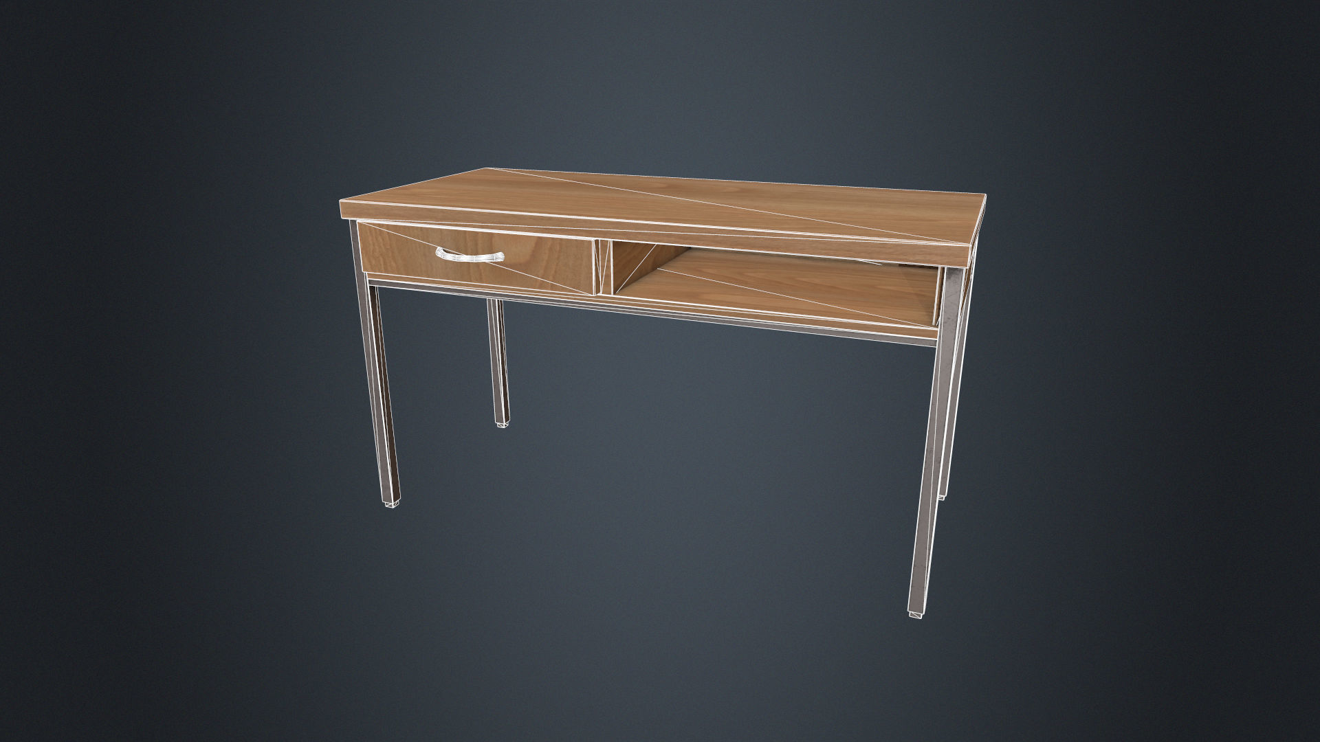 Beech Wood Desk - Office Desk - Desk - Beech Desk - Furniture Low-poly 3D model_4