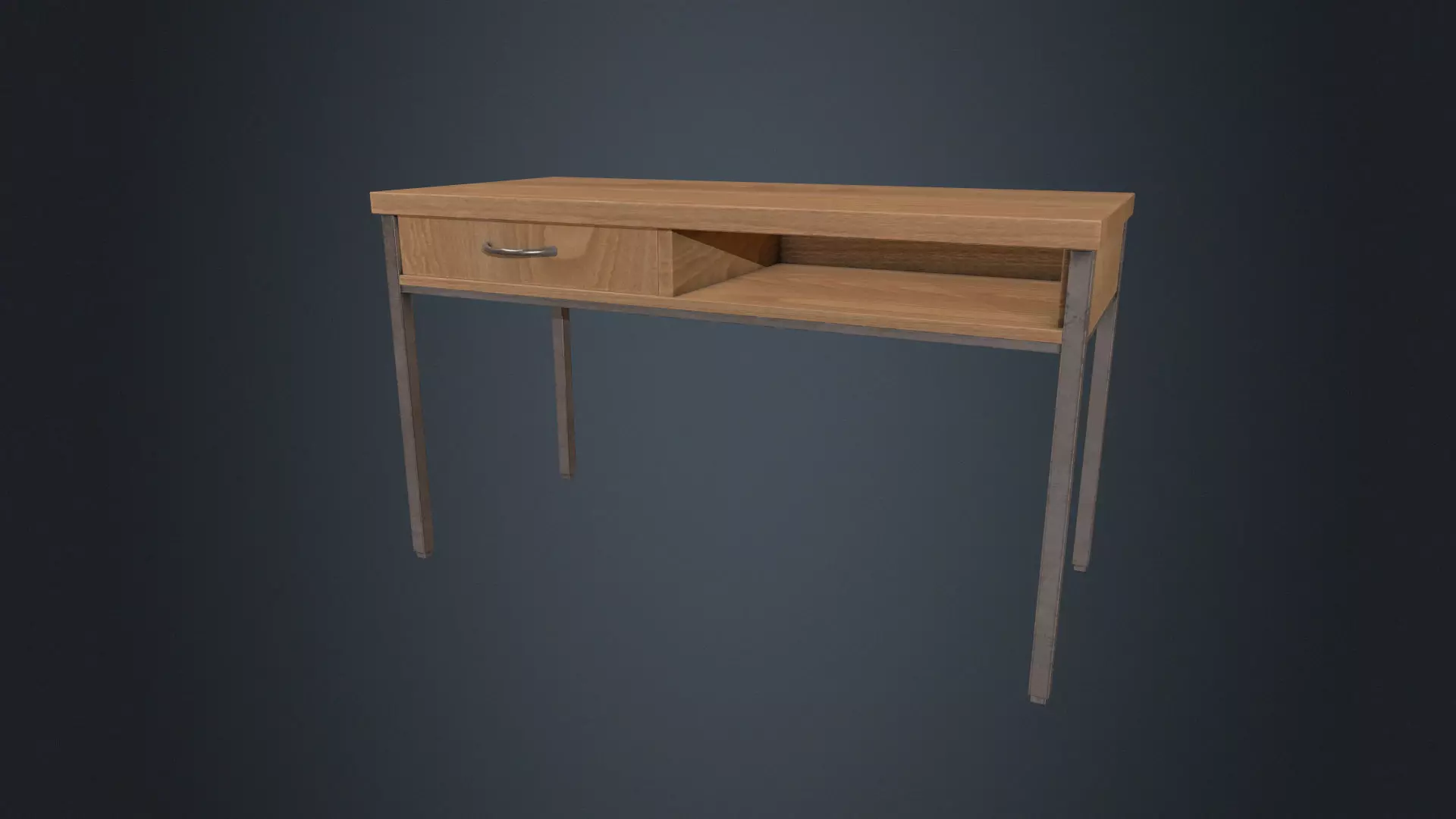 Beech Wood Desk - Office Desk - Desk - Beech Desk - Furniture Low-poly 3D model_0