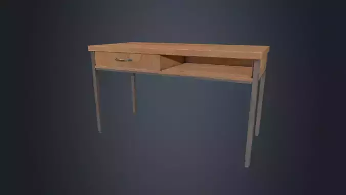 Beech Wood Desk - Office Desk - Desk - Beech Desk - Furniture Low-poly 3D model