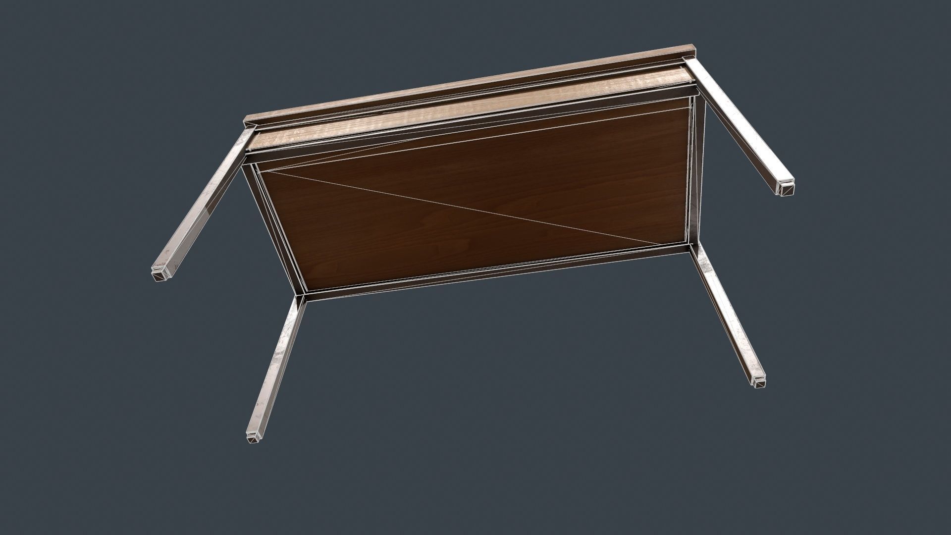 Beech Wood Desk - Office Desk - Desk - Beech Desk - Furniture Low-poly 3D model_10