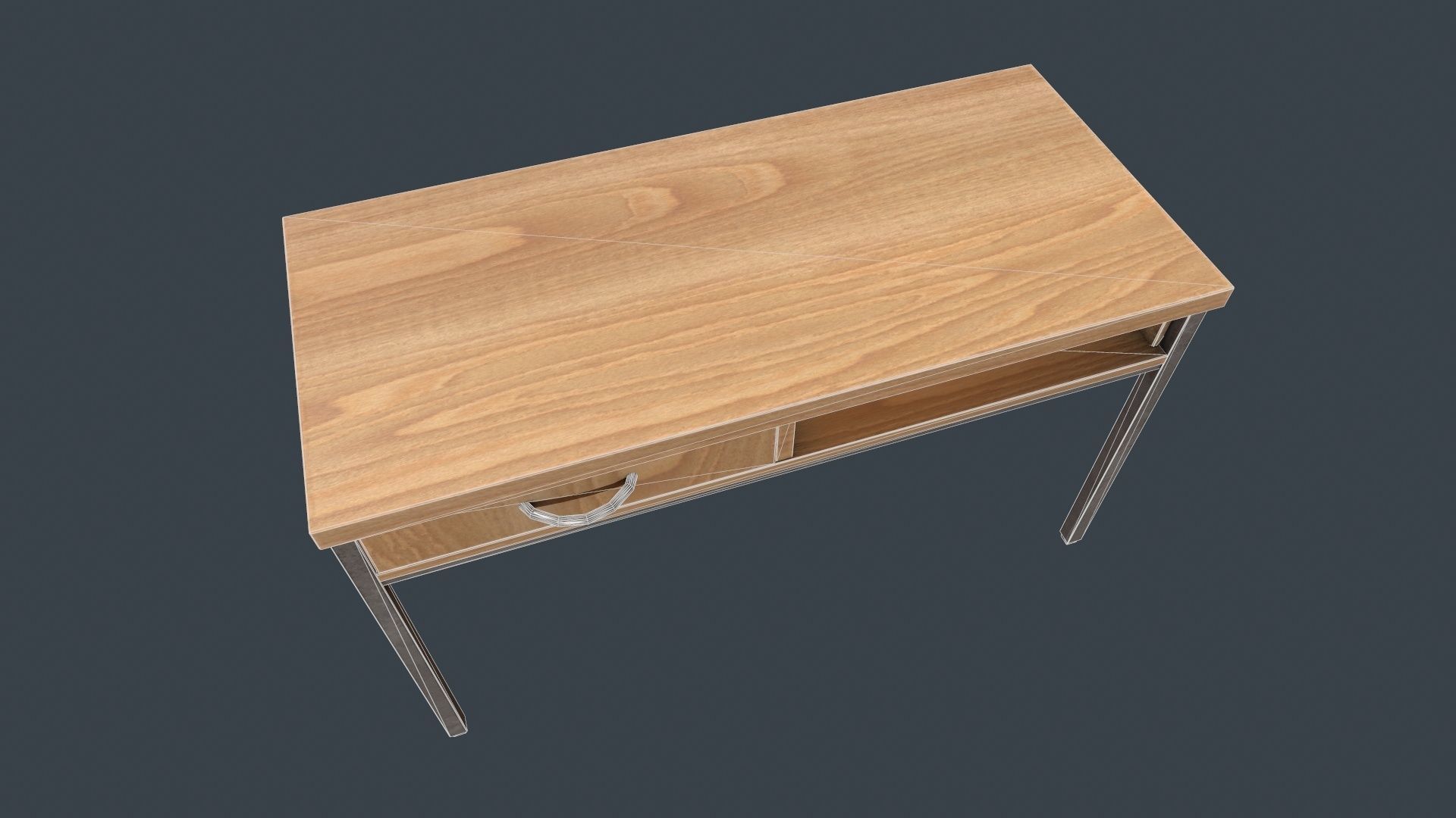 Beech Wood Desk - Office Desk - Desk - Beech Desk - Furniture Low-poly 3D model_6