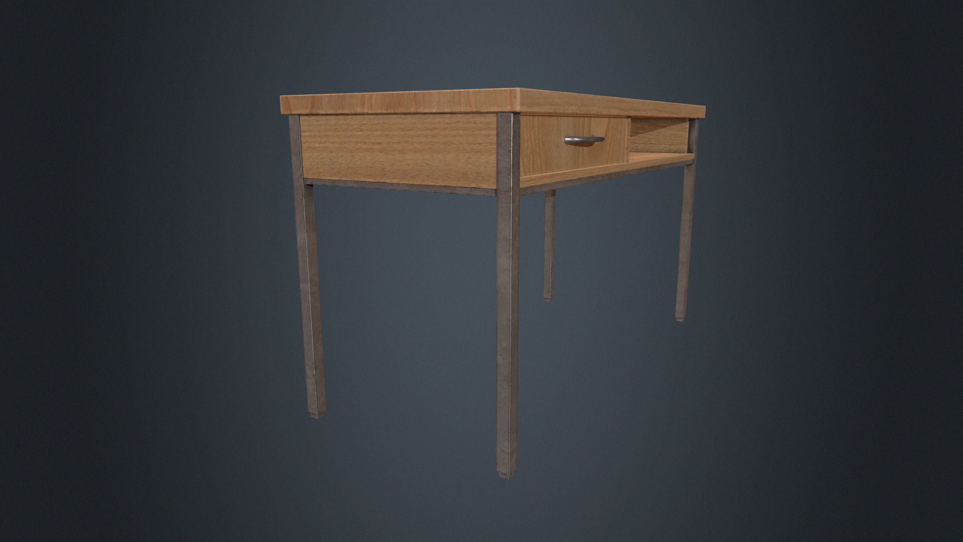 Beech Wood Desk - Office Desk - Desk - Beech Desk - Furniture Low-poly 3D model_1