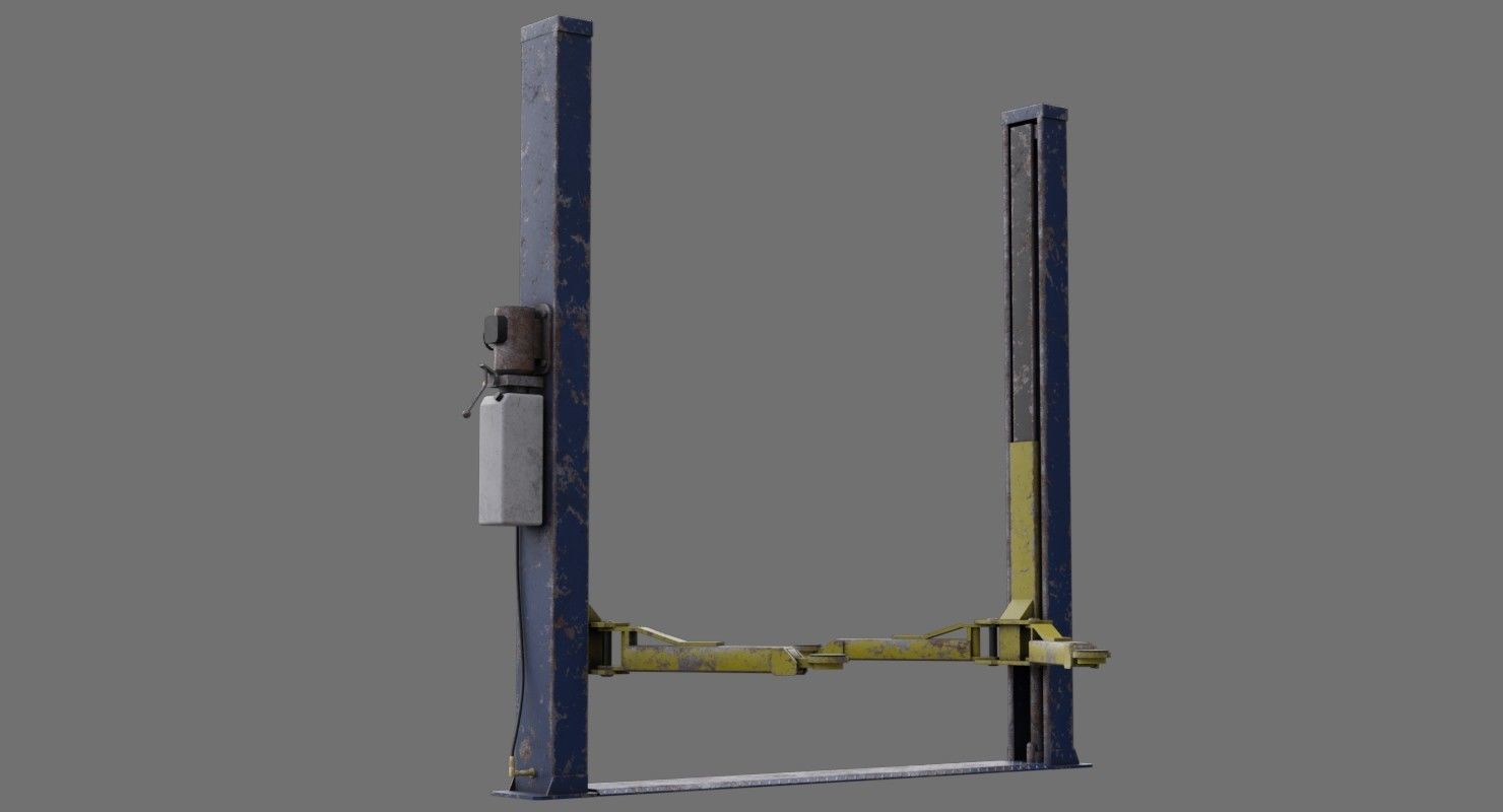 Two Post Lift 1D Low-poly 3D model_4