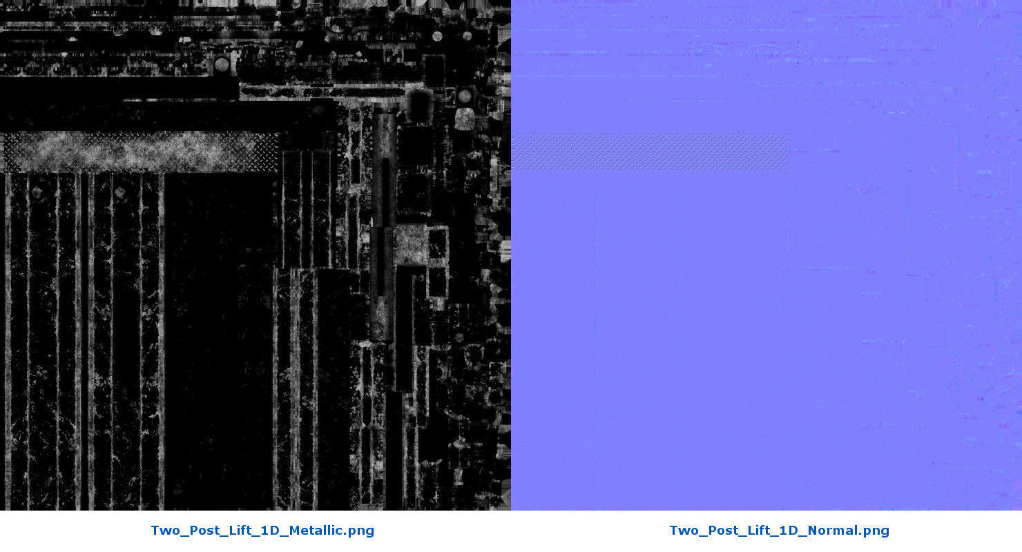 Two Post Lift 1D Low-poly 3D model_10