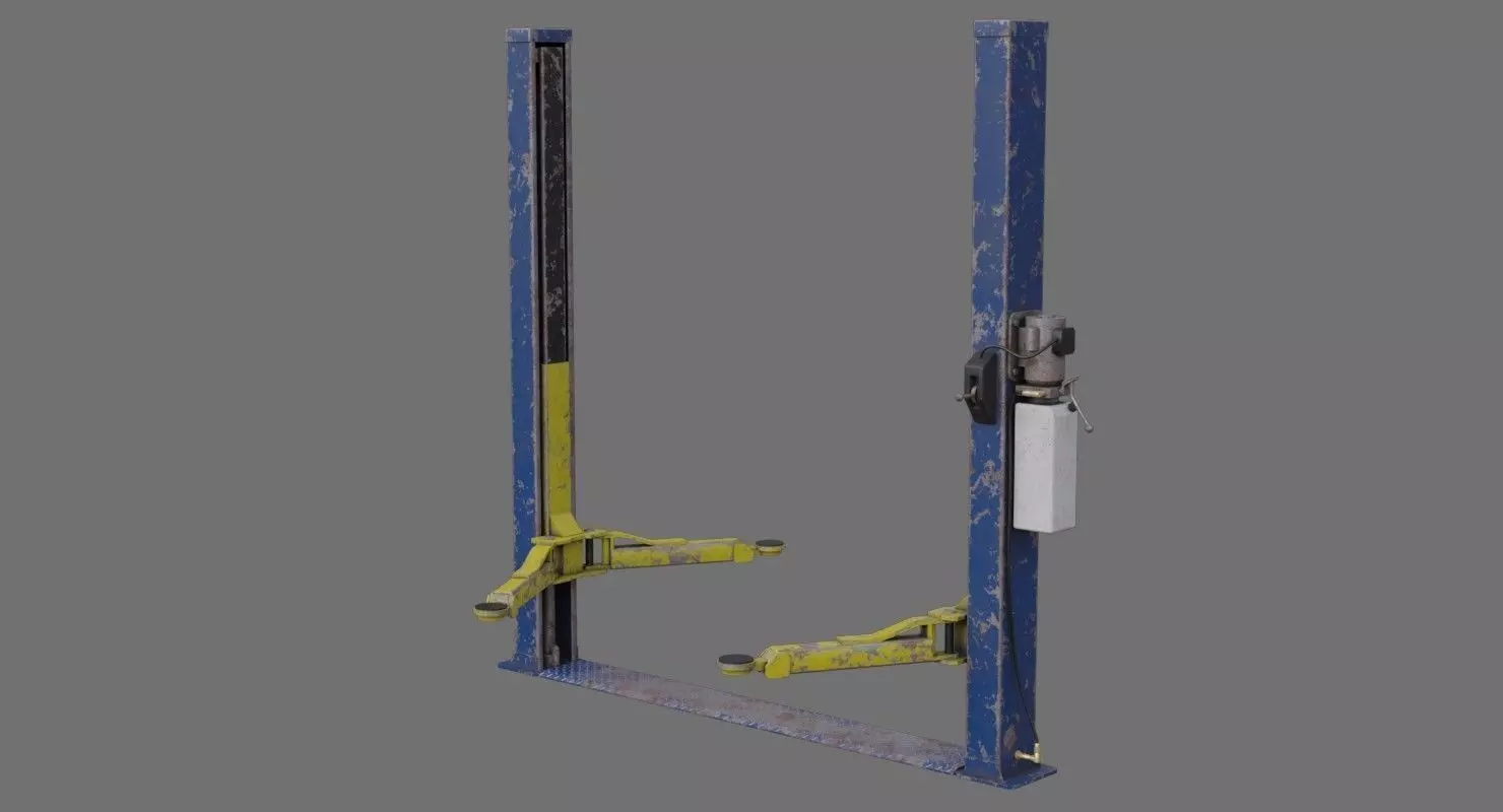 Two Post Lift 1D Low-poly 3D model_0