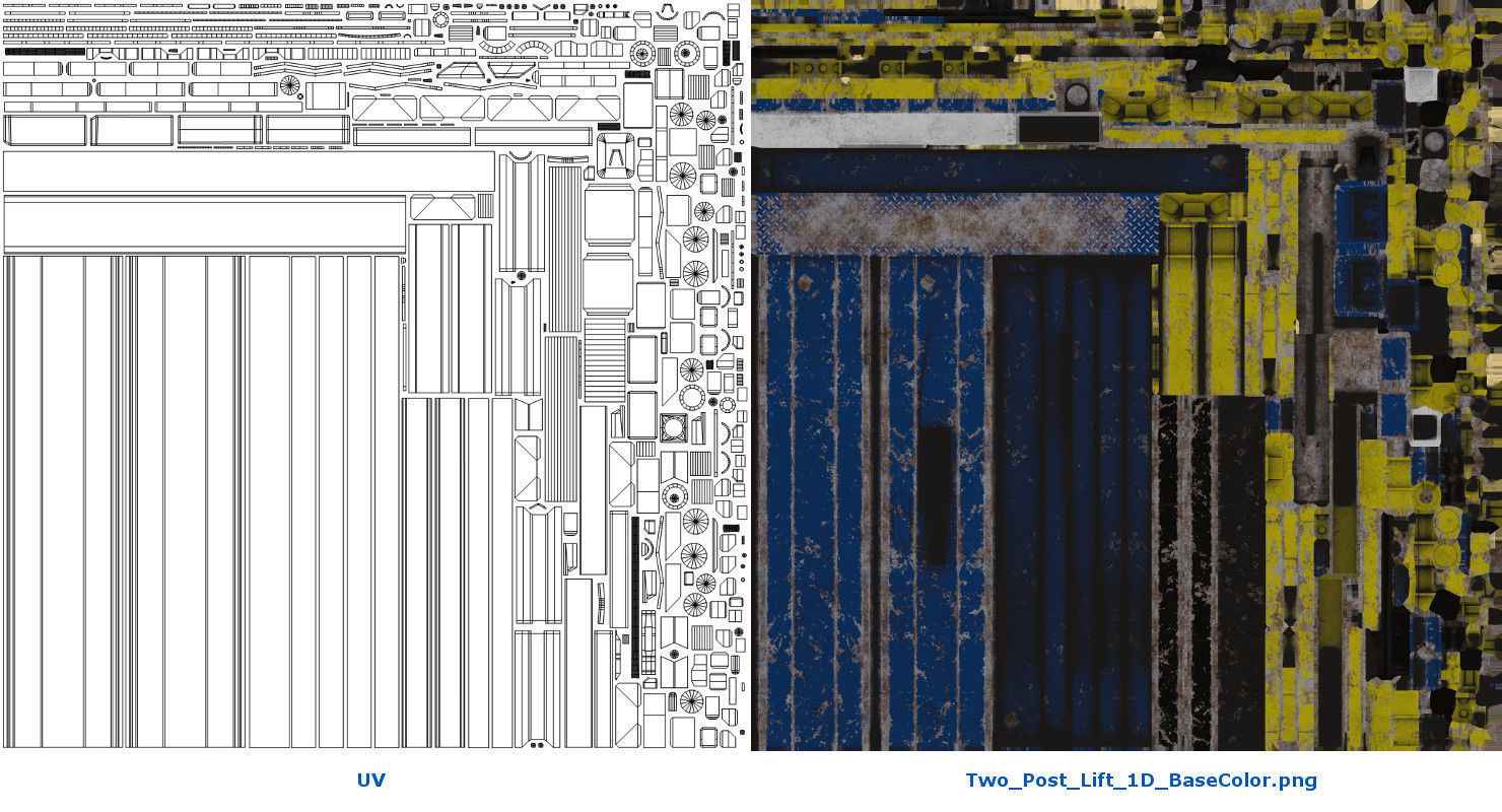 Two Post Lift 1D Low-poly 3D model_9