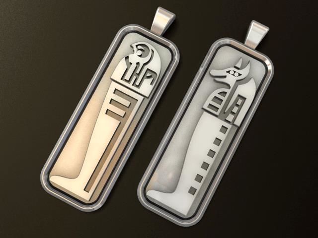 Anubis and Horus Egyptian GodS Pendant 3D print model