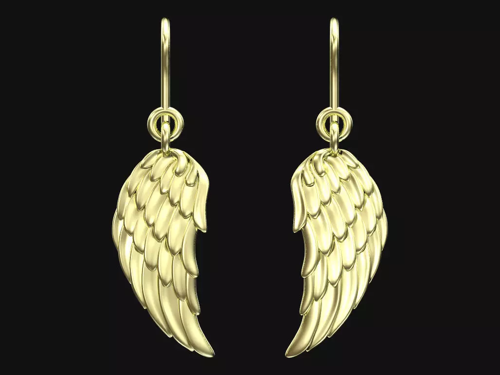 Earrings angel wing 3D print model_0
