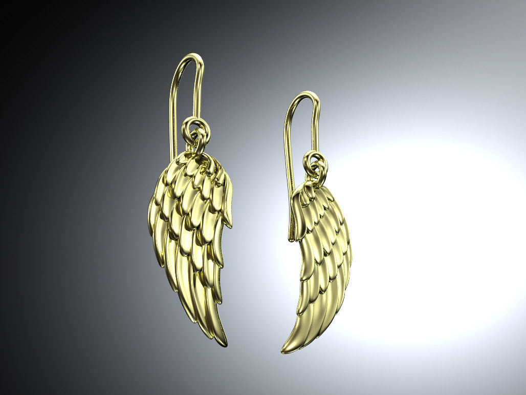 Earrings angel wing 3D print model_2
