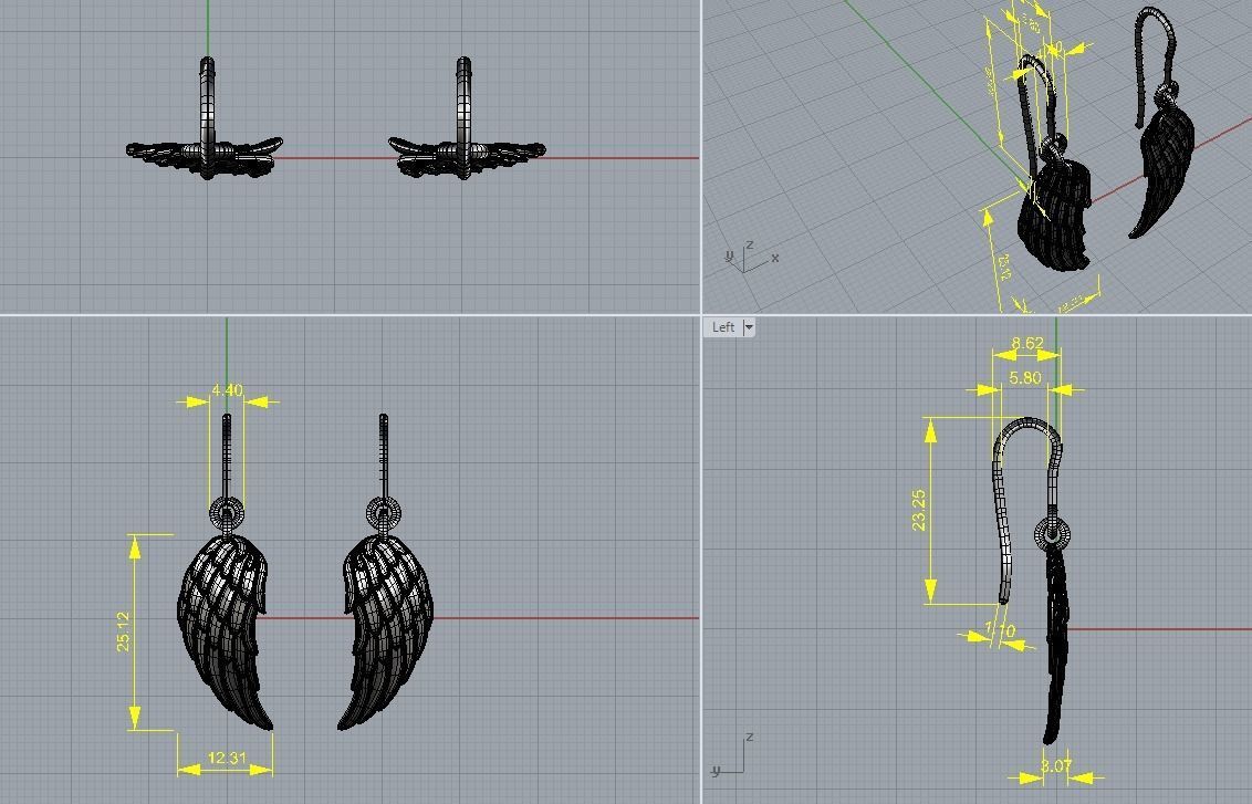 Earrings angel wing 3D print model_5