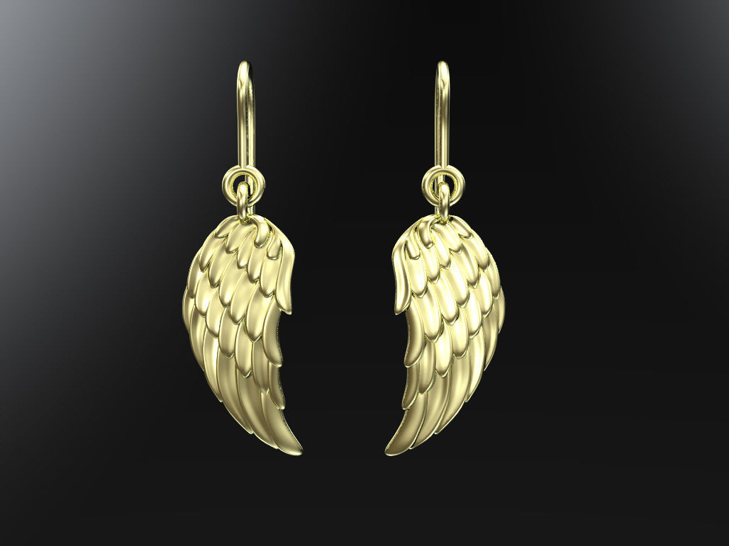 Earrings angel wing 3D print model_1