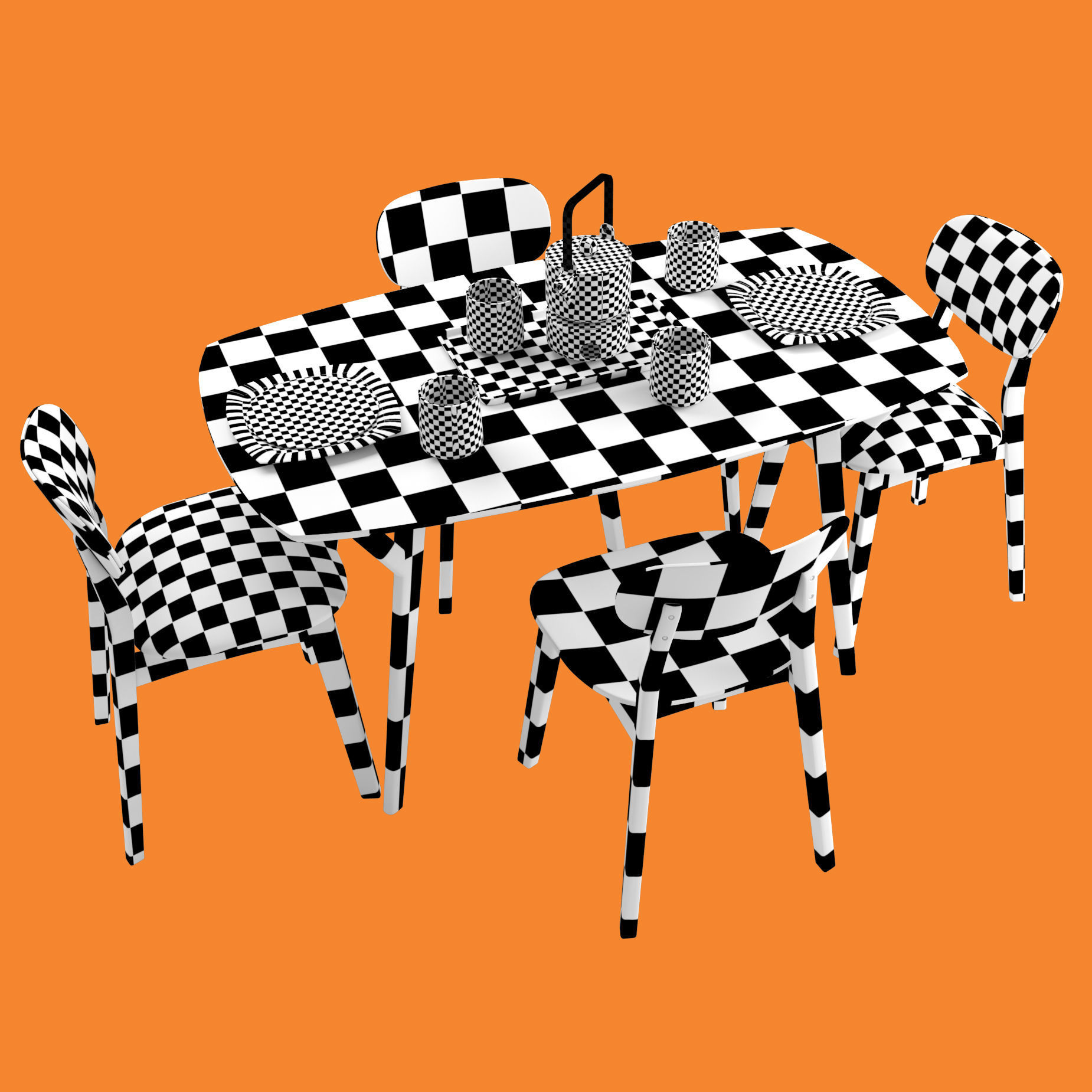 Proso Dining group set 3D model_9