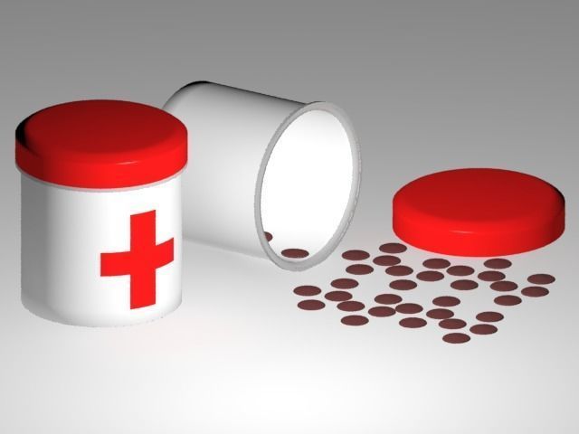 Pill and bottle  Low-poly 3D model
