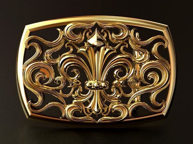 Royal Lily Belt Buckle 3D print model_6