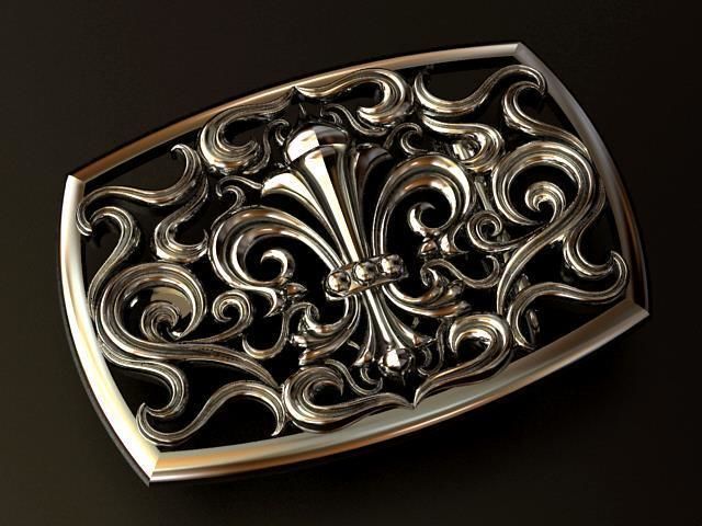 Royal Lily Belt Buckle 3D print model_1