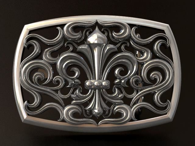 Royal Lily Belt Buckle 3D print model_2