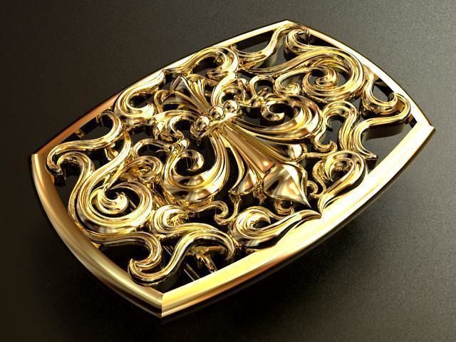 Royal Lily Belt Buckle 3D print model_3