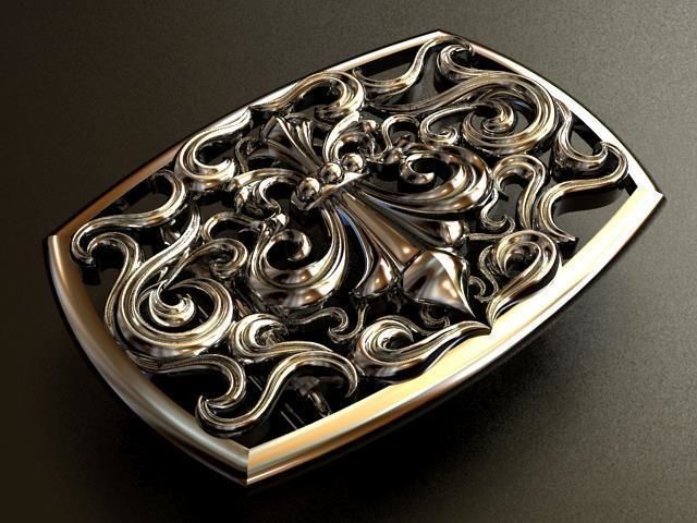 Royal Lily Belt Buckle 3D print model_4