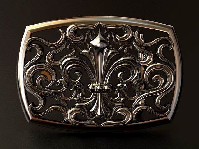 Royal Lily Belt Buckle 3D print model_5