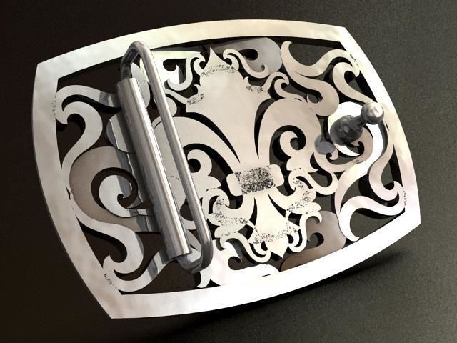 Royal Lily Belt Buckle 3D print model_8