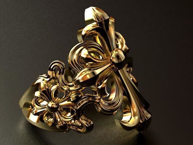 Lily cross ring 3D print model_3