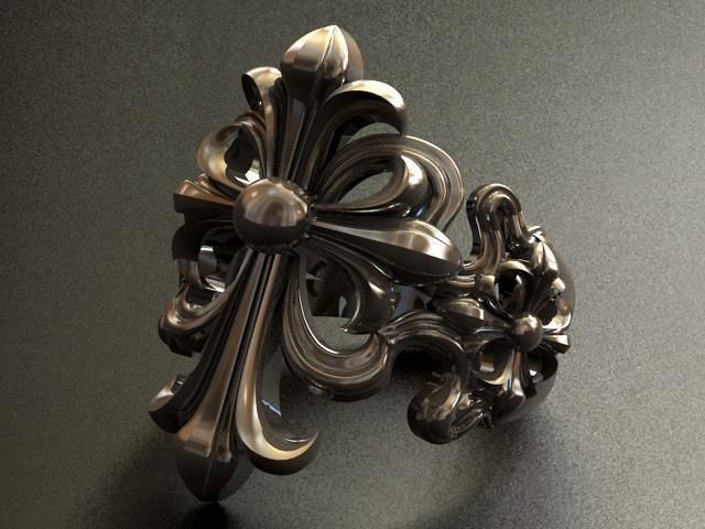 Lily cross ring 3D print model_8