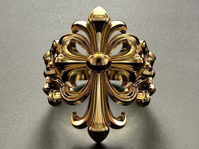 Lily cross ring 3D print model_2