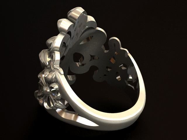 Lily cross ring 3D print model_6
