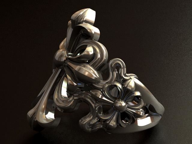 Lily cross ring 3D print model_7