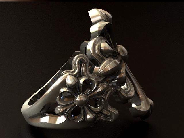 Lily cross ring 3D print model_4