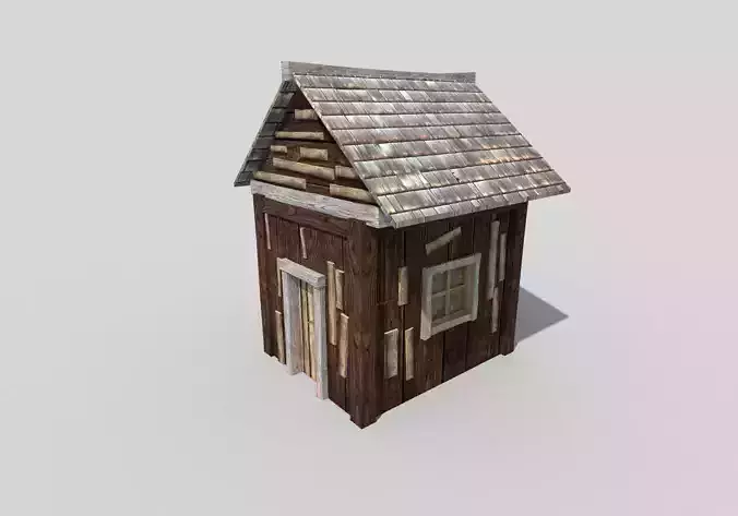 low poly forest hut