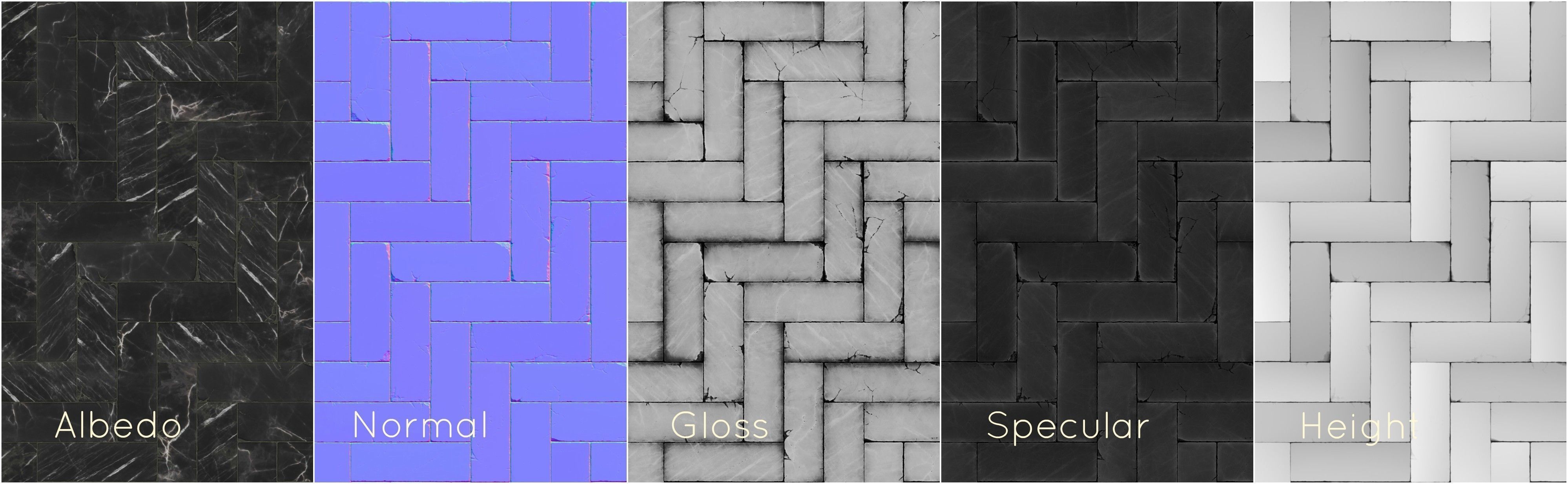 Black marble tiles PBR material pack Texture_2