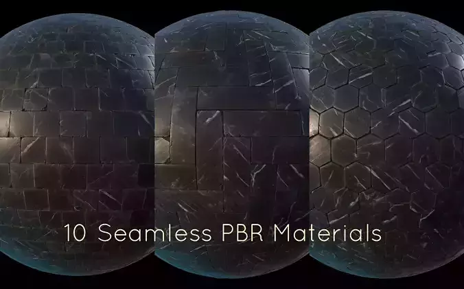 Black marble tiles PBR material pack Texture