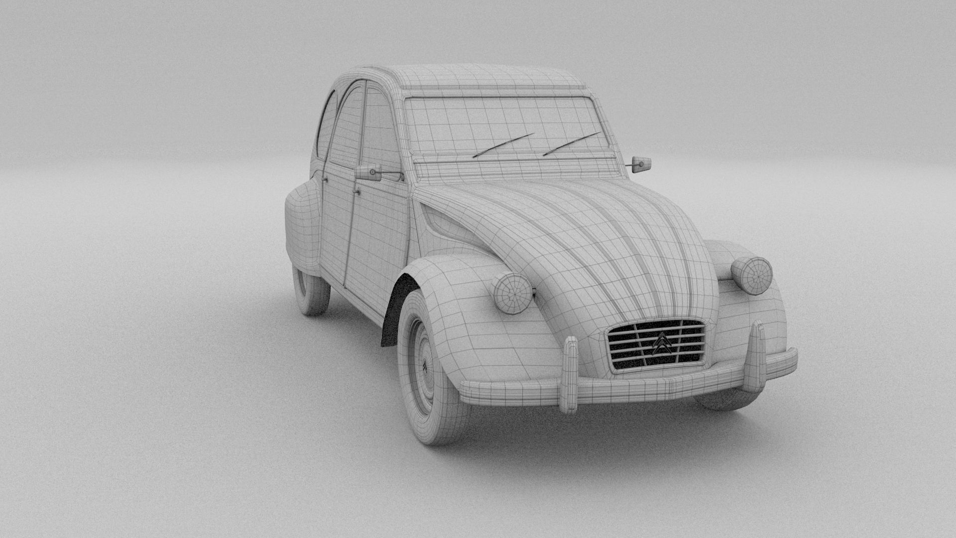 Citroen 2CV Low-poly 3D model_5