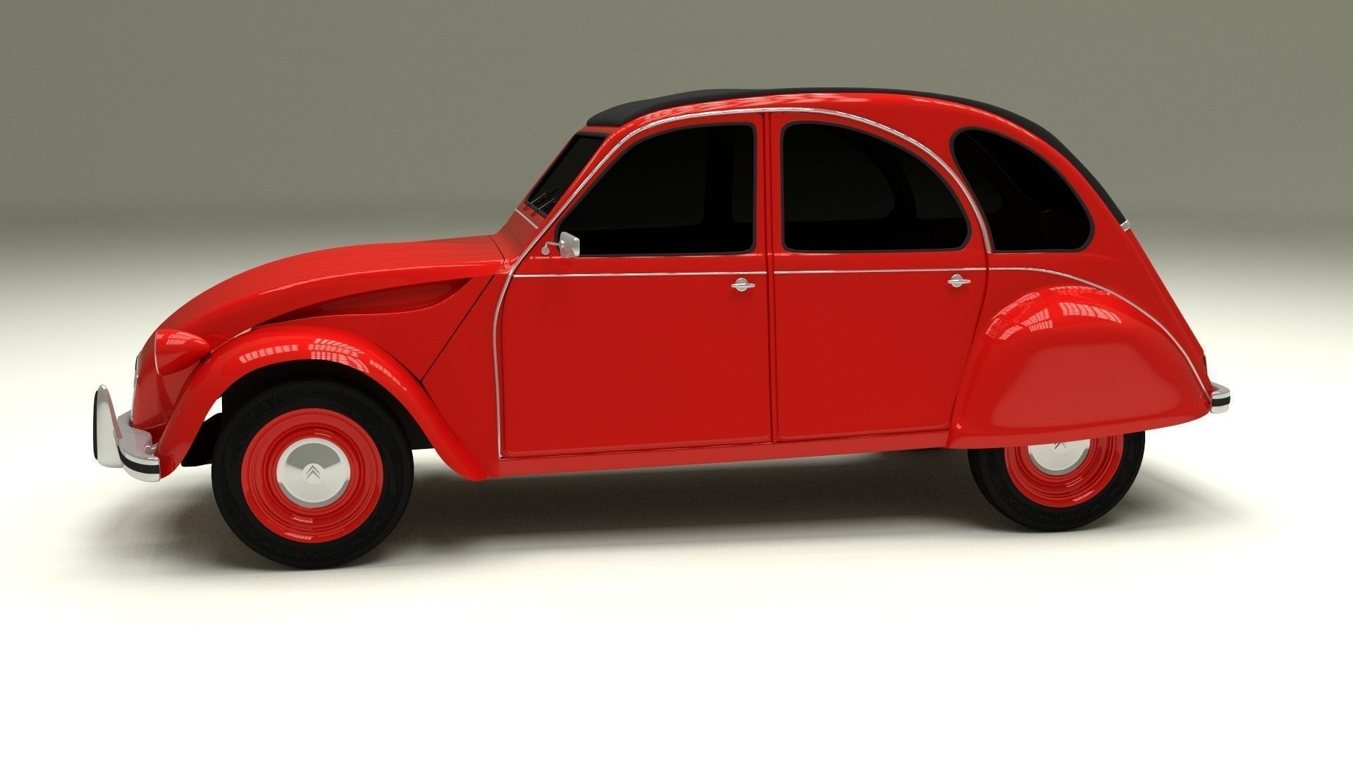 Citroen 2CV Low-poly 3D model_9