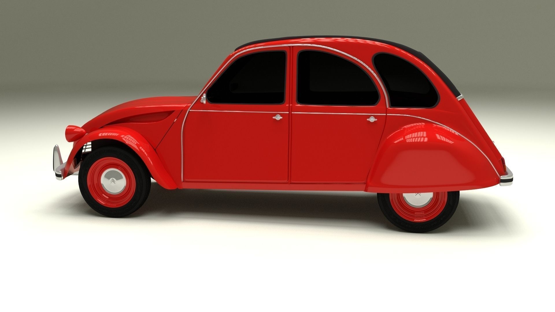 Citroen 2CV Low-poly 3D model_8