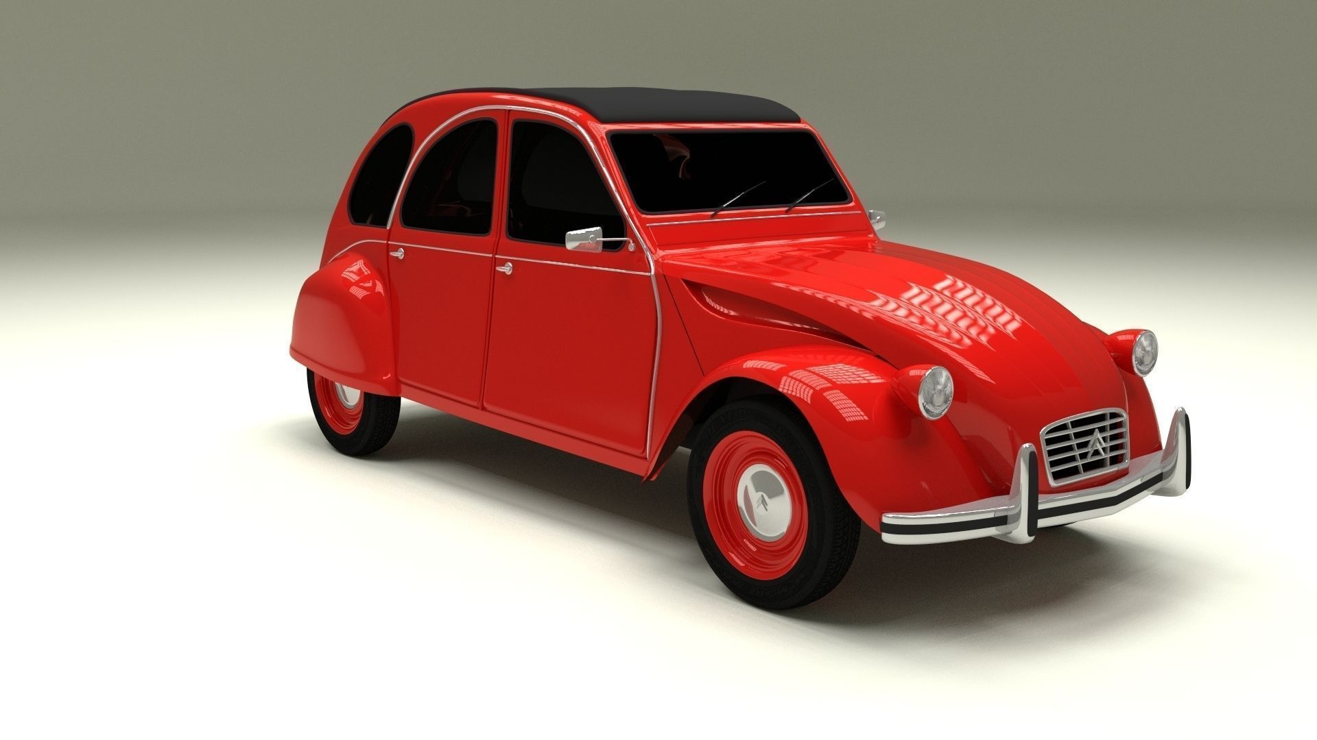 Citroen 2CV Low-poly 3D model_11