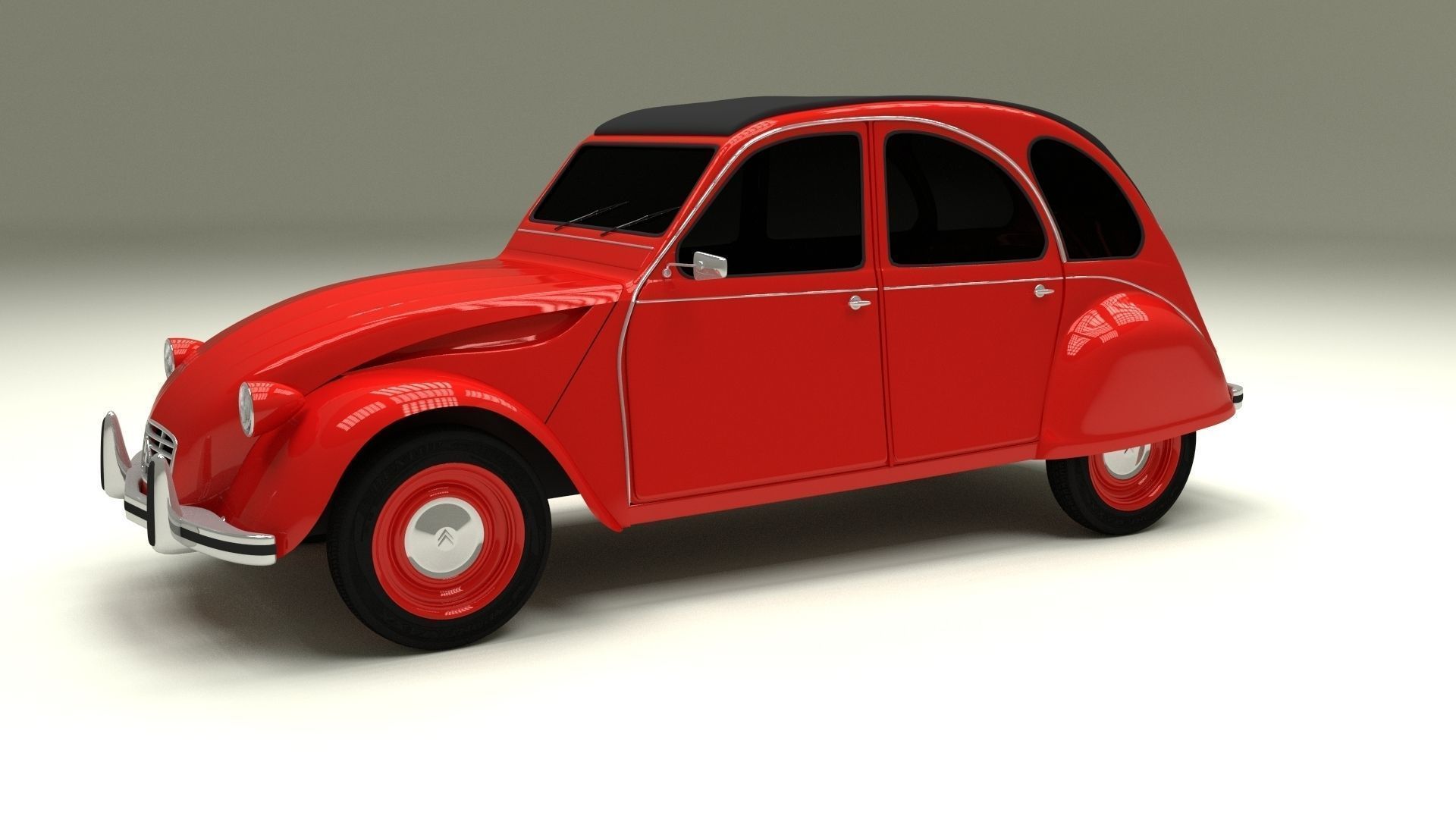 Citroen 2CV Low-poly 3D model_7