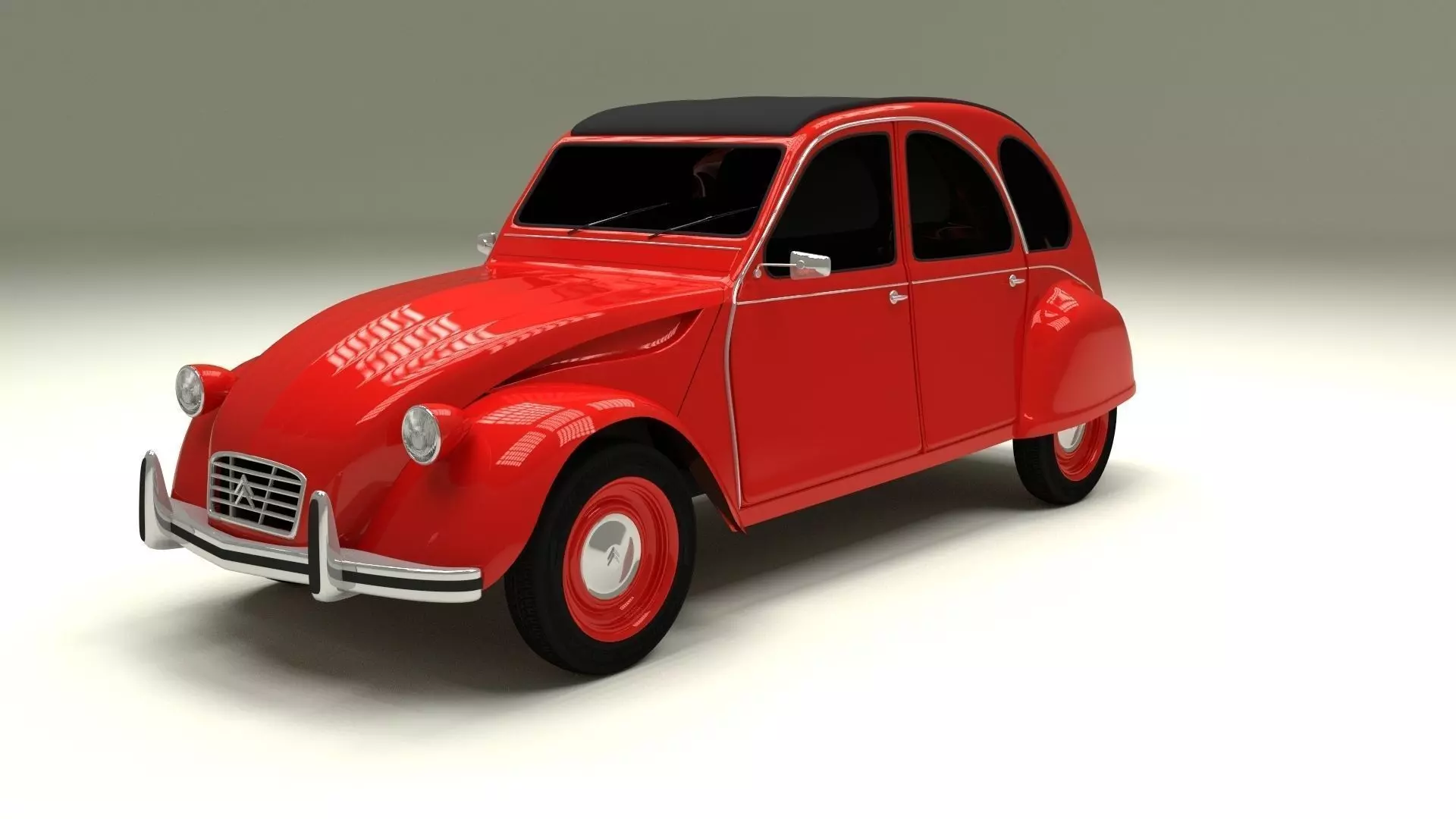Citroen 2CV Low-poly 3D model_0