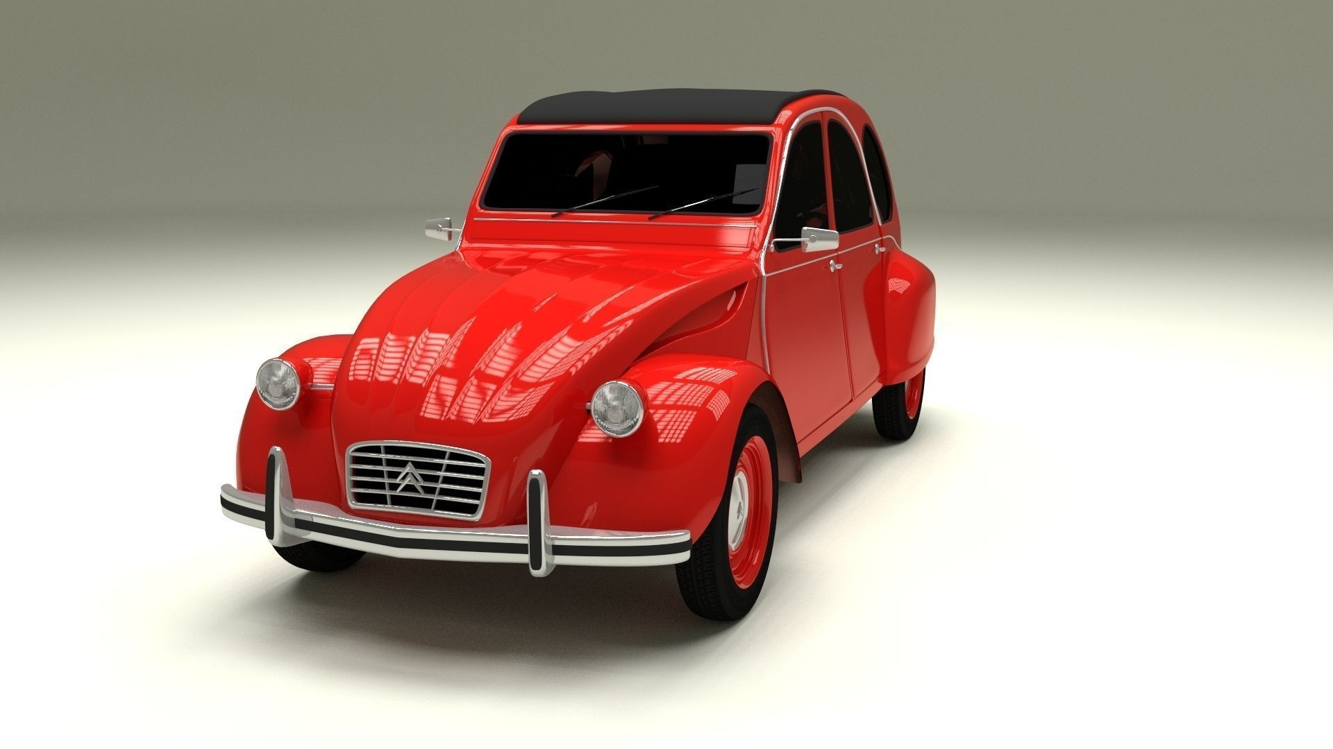 Citroen 2CV Low-poly 3D model_10