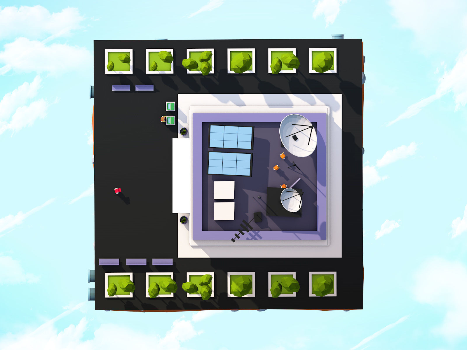 Cartoon Low Poly Office Building Low-poly 3D model_3