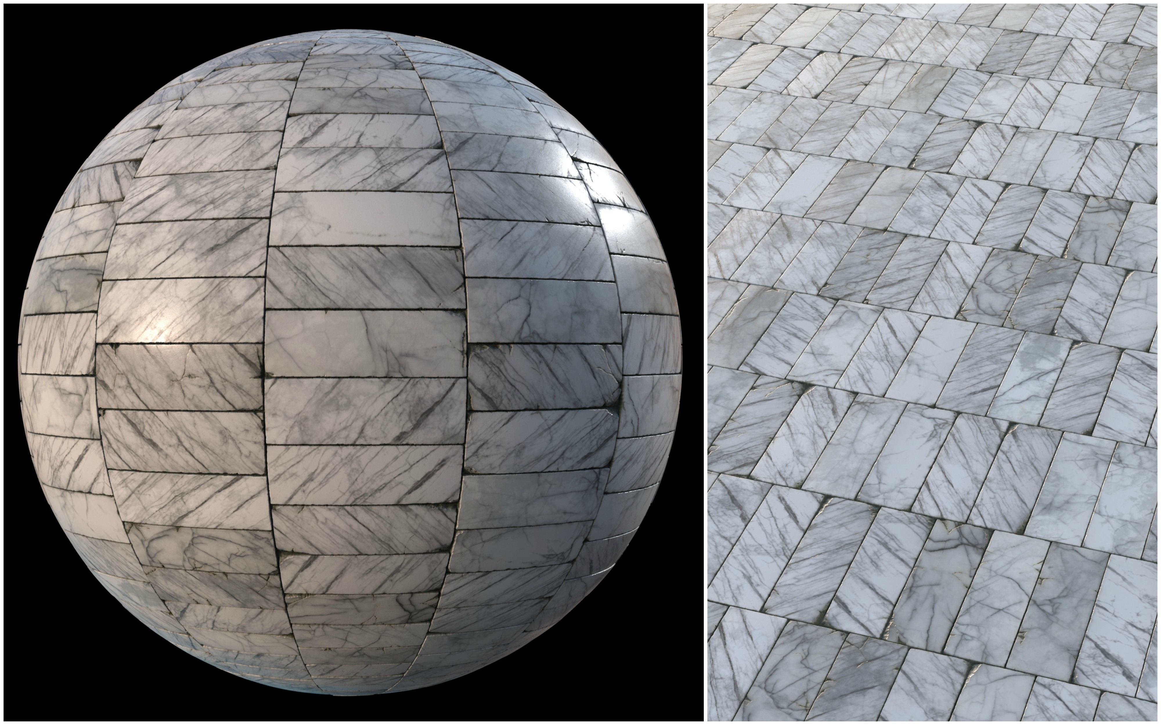 White marble tiles PBR material pack Texture_7