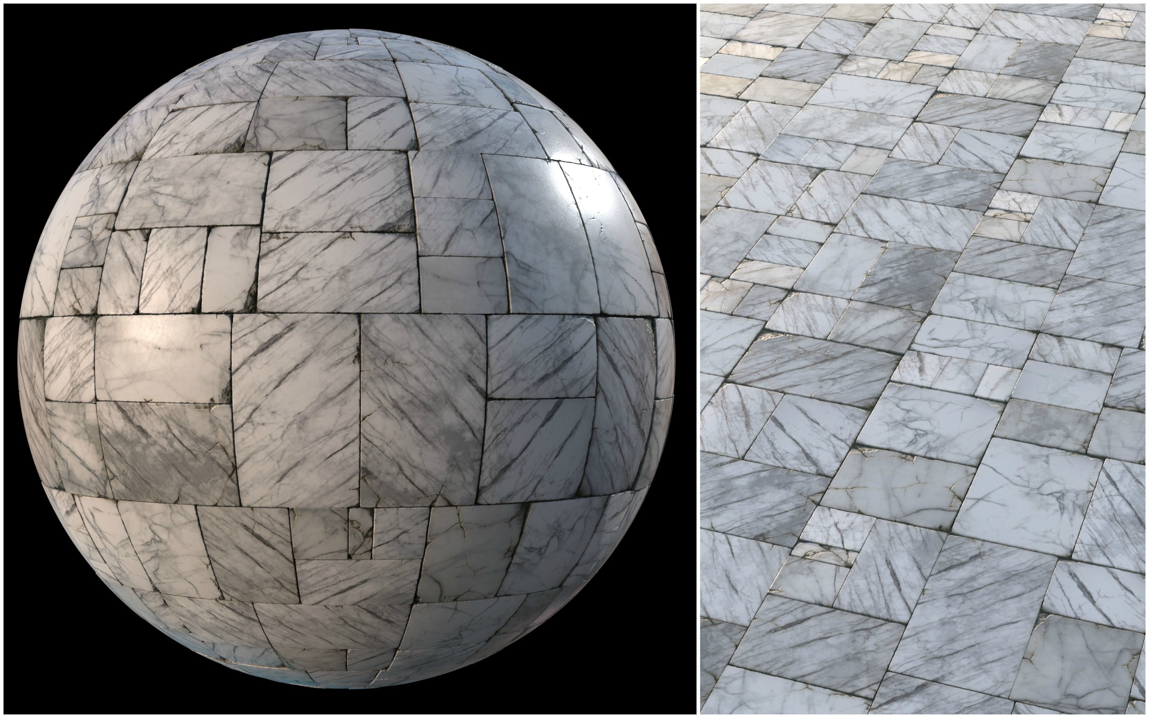 White marble tiles PBR material pack Texture_11