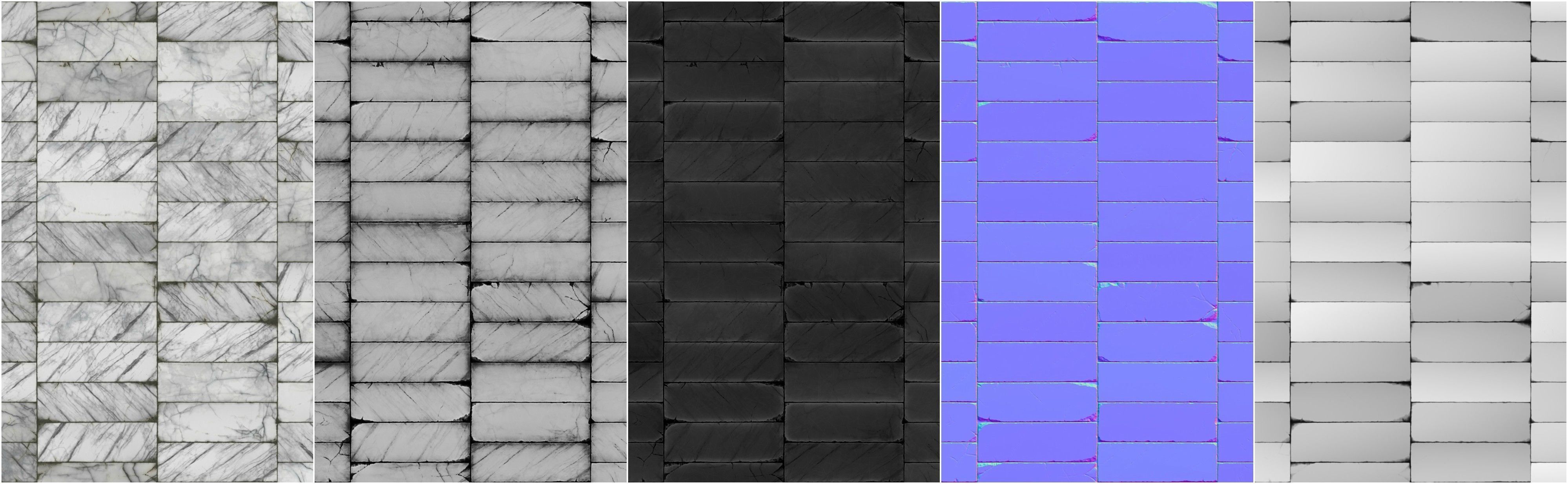 White marble tiles PBR material pack Texture_2