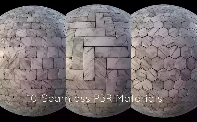 White marble tiles PBR material pack