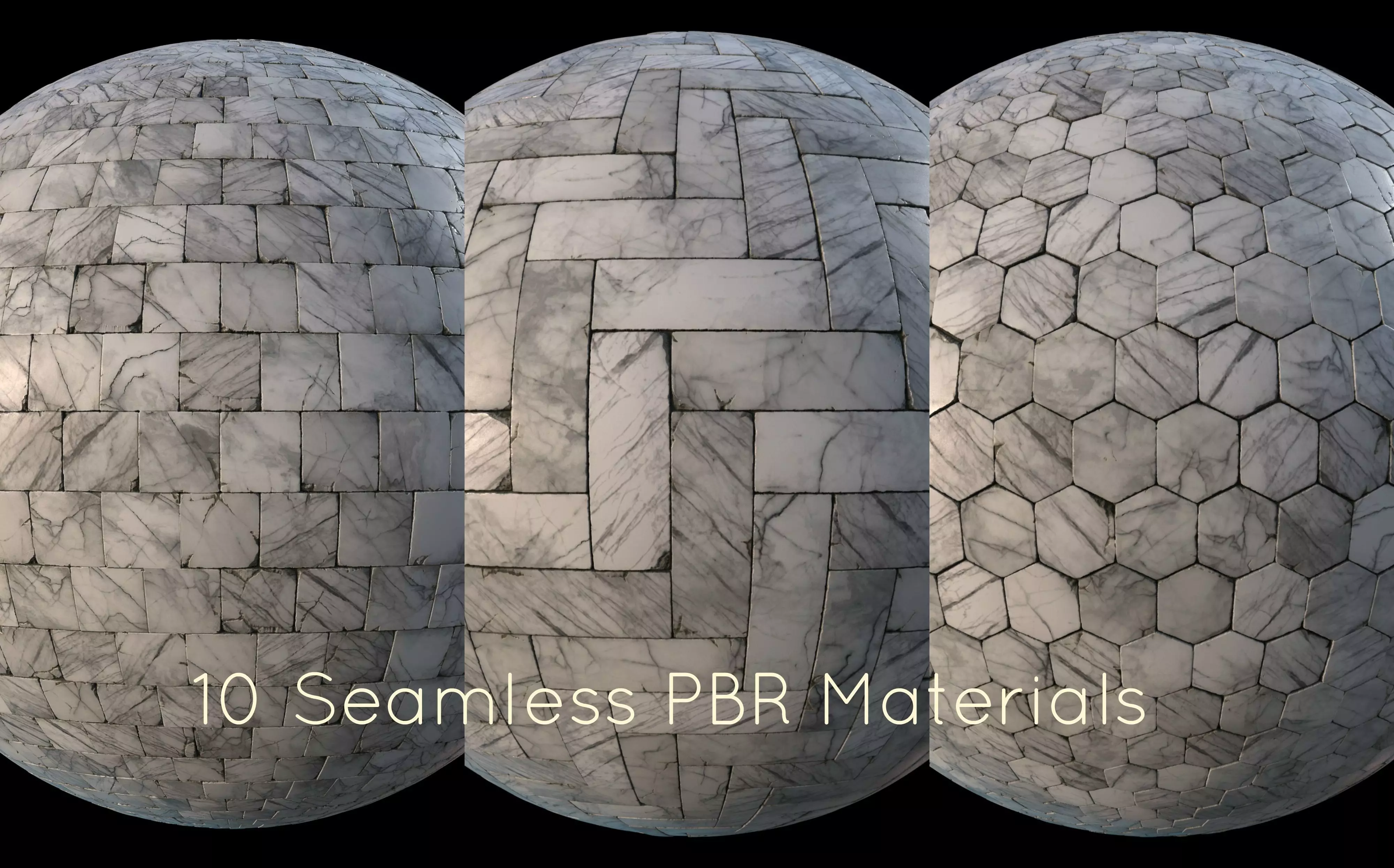 White marble tiles PBR material pack Texture_0